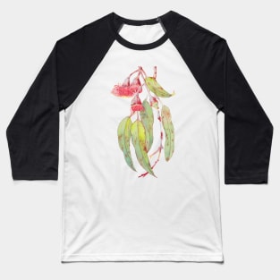 Flowering Silver Princess Eucalyptus Watercolor Baseball T-Shirt